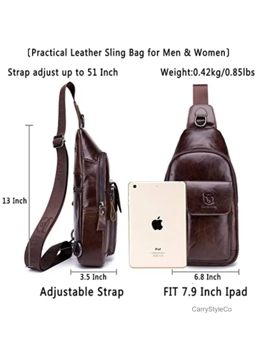 Genuine Leather Crossbody Sling Bag Casual Daypack Travel Backpack